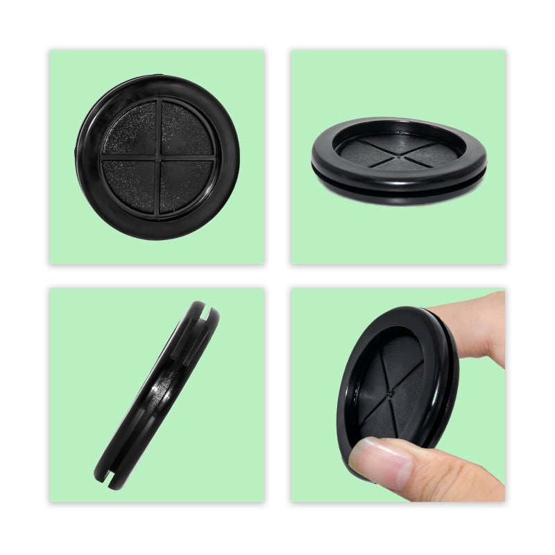 Flyshop Black 60mm, 2-3/8" Rubber Plug, 50mm, 2" ID, Drill Hole Grommet Synthetic Rubber Grommets Wire Protection, Round, Double-Sided, 4-Pack (Size 50 x 60mm) - Image 3